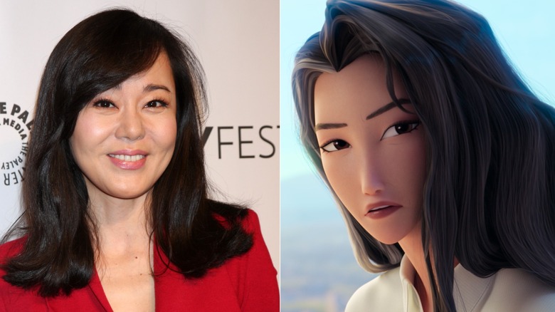 Yunjin Kim smiling next to Celine talking in KPop Demon Hunters