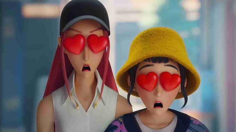 Mira and Zoey stand with heart eyes in KPop Demon Hunters