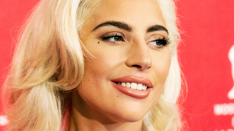 Lady Gaga smirking