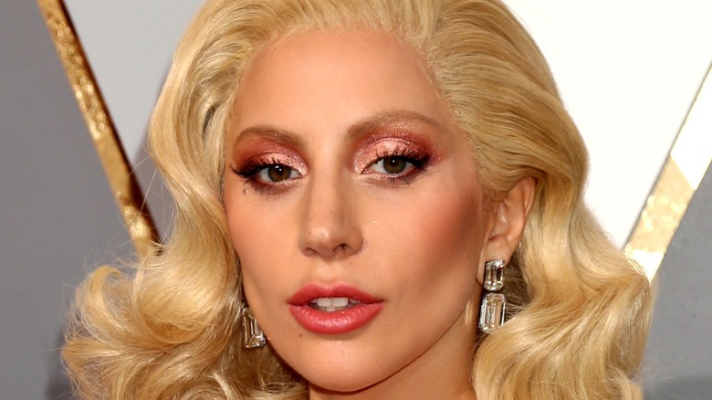 Lady Gaga blond hair diamond earrings