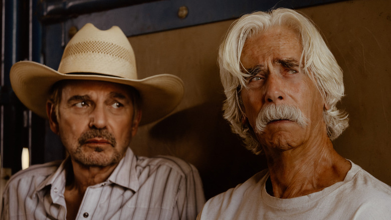 Tommy and T.L, sit and talk in "Landman"