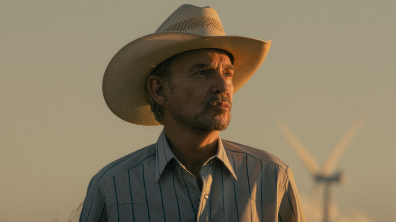 Tommy Norris looks into the setting sun in "Landman"