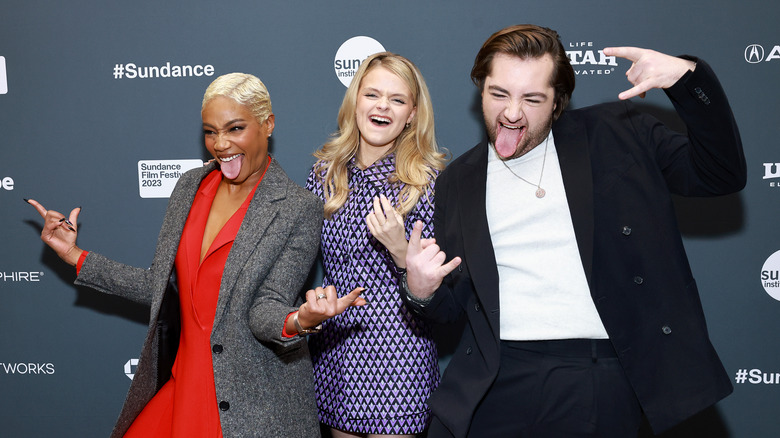 Tiffany Haddish, Kylie Rogers, and Michael Gandolfini pose