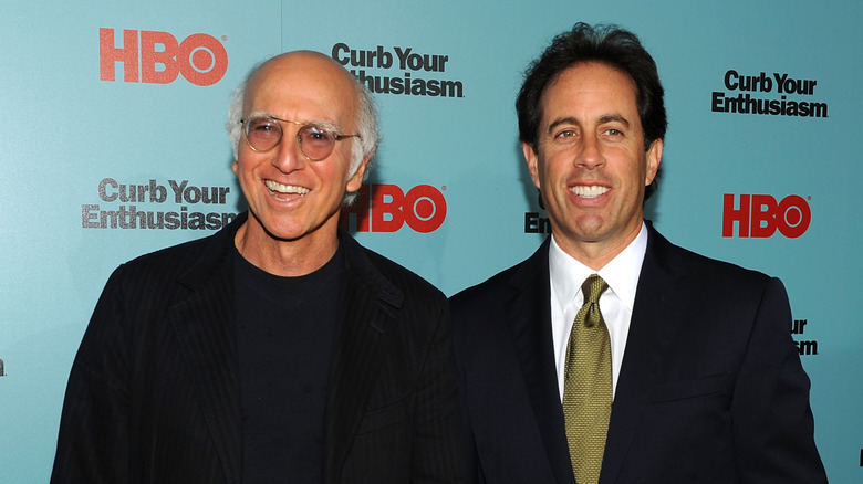 Larry David and Jerry Seinfeld smiling