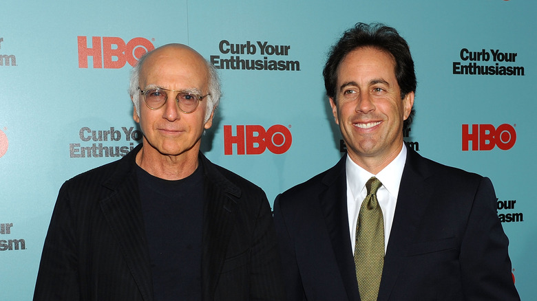 Larry David and Jerry Seinfeld on the red carpet