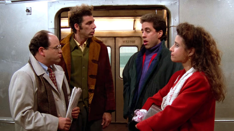 George, Kramer, Jerry, Elaine on subway