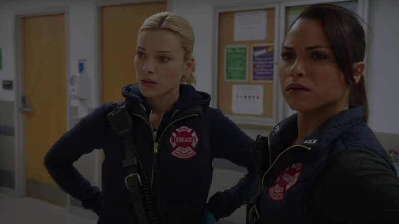 Lauren German looking alarmed 