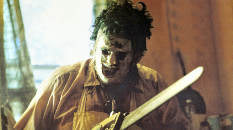 Leatherface wearing mask and apron