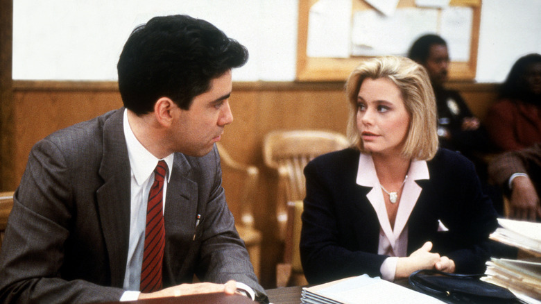 Ann Kelsey confers with her co-counsel in "L.A. Law"