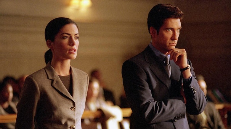 Bobby Donnell and Helen Gamble address the judge in "The Practice"