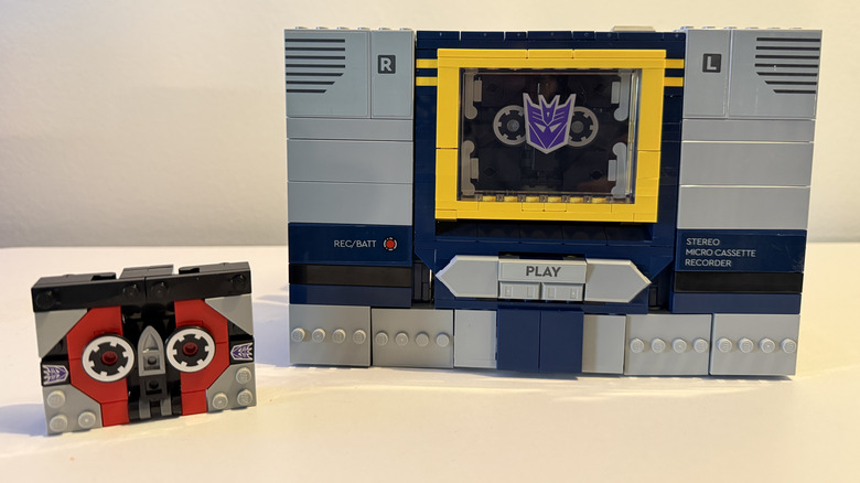 LEGO Soundwave transformed into boombox with cassette tape