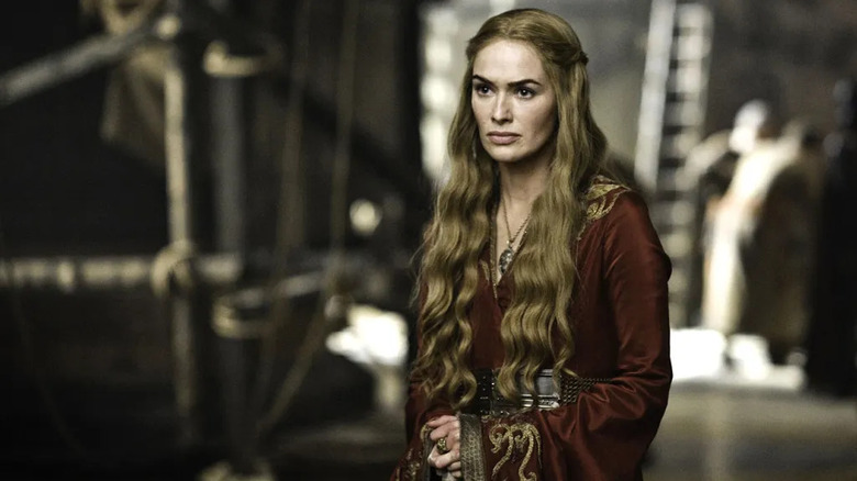 Cersei glaring with her hair long in Game of Thrones