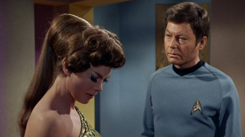 McCoy looks at a crying Natira in "Star Trek: The Original Series" (1966)