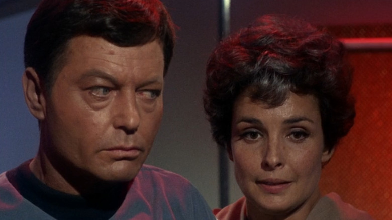 McCoy looks skeptically at "Nancy" in "Star Trek: The Original Series" (1966)