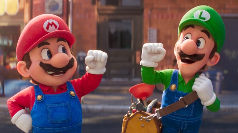 Mario and Luigi cheering