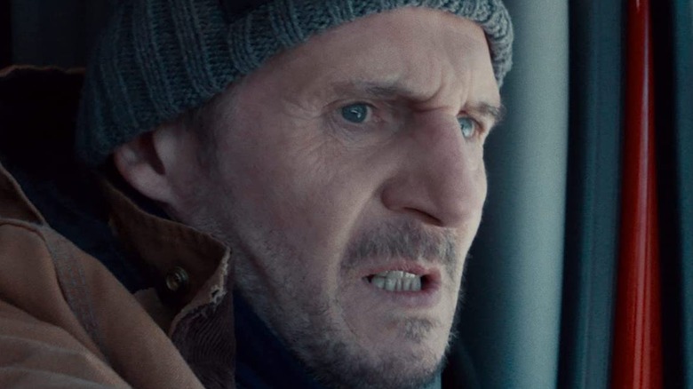 Liam Neeson Mike driving gritting teeth