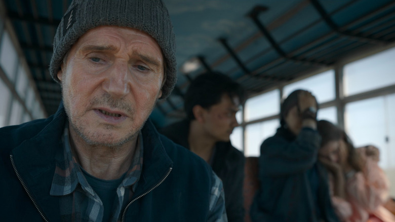 Mike McCann in a bus in Ice Road: Vengeance