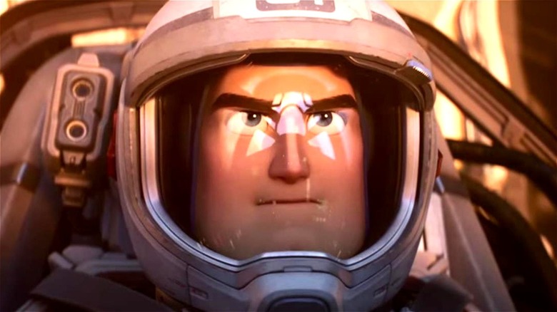 Buzz Lightyear wearing helmet
