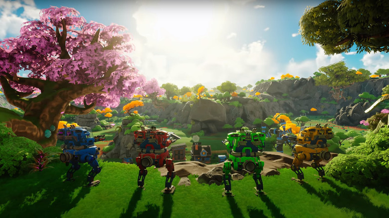 four mechs hillside