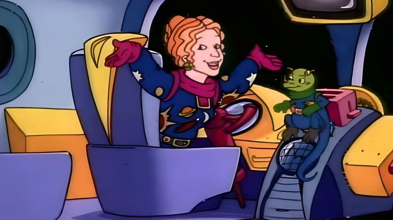 Ms Frizzle and Liz in spacesuits