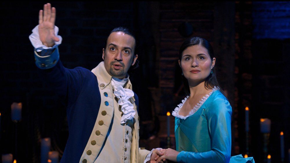 Phillipa Soo as Eliza Hamilton and Lin-Manuel Miranda as Alexander Hamilton in Disney+'s Hamilton