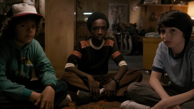 Gaten Matarazzo, Caleb McLaughlin, and Finn Wolfhard in Stranger Things