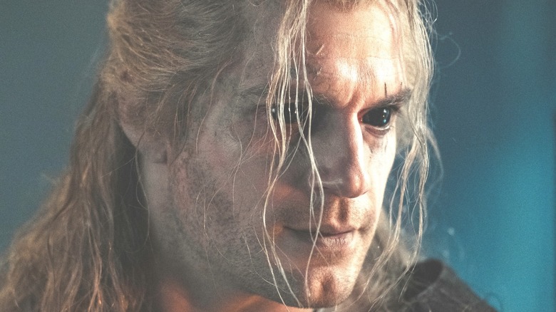Geralt with black eyes in The Witcher