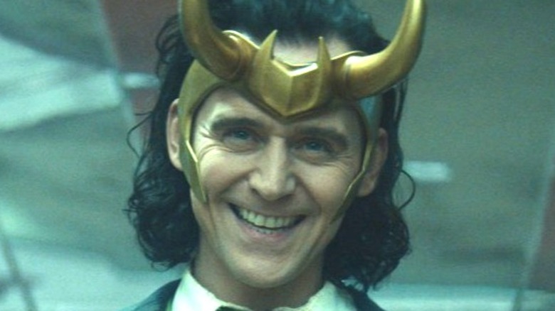 Tom Hiddleston looking delighted as Loki