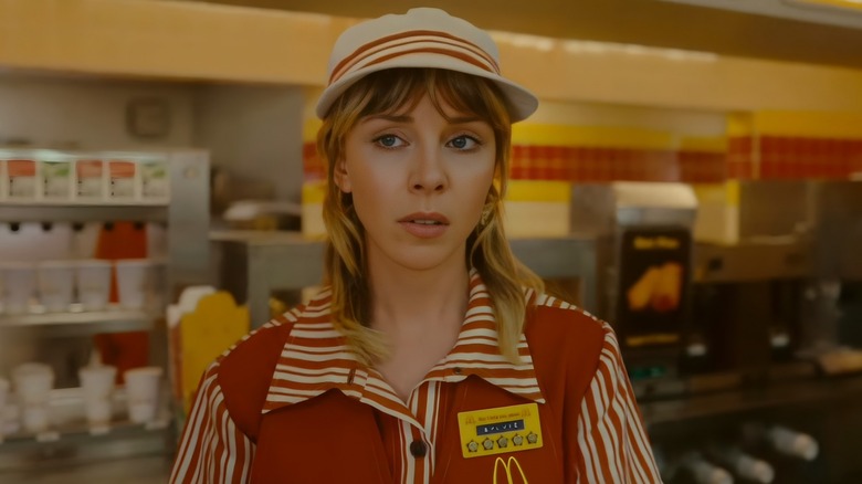 Sylvie wearing a McDonald's uniform