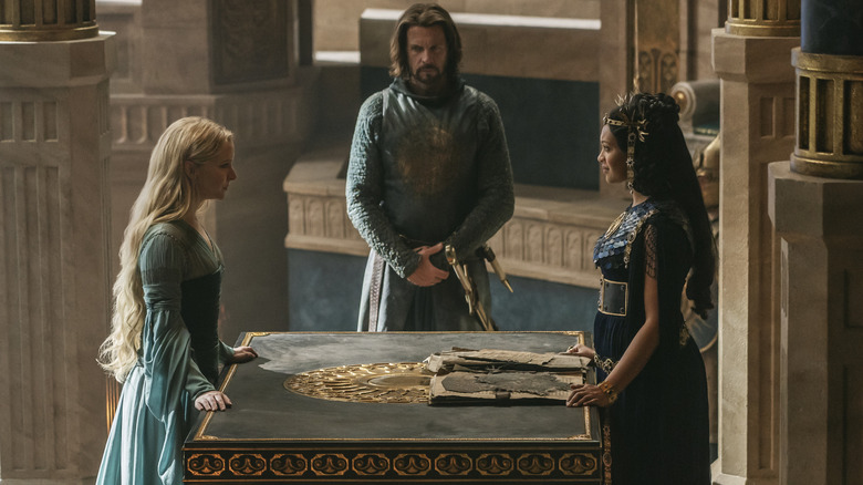 Galadriel, Elendi, and Míriel on The Rings of Power