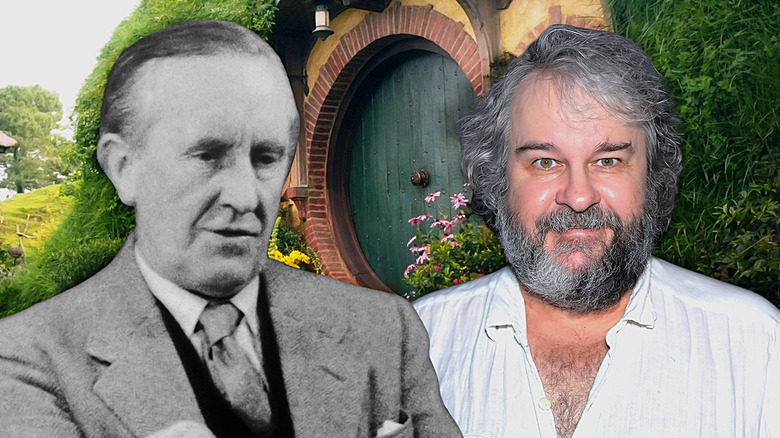 JRR Tolkien and Peter Jackson side-by-side