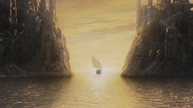 Frodo and Sam leave Mithlond for the West