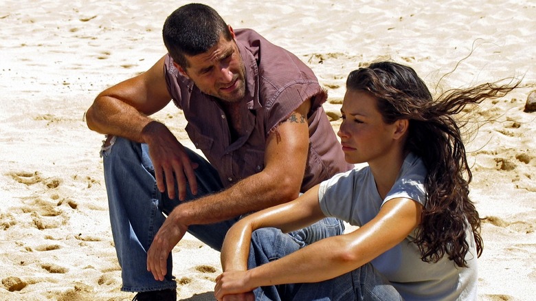 Jack and Kate sitting on beach