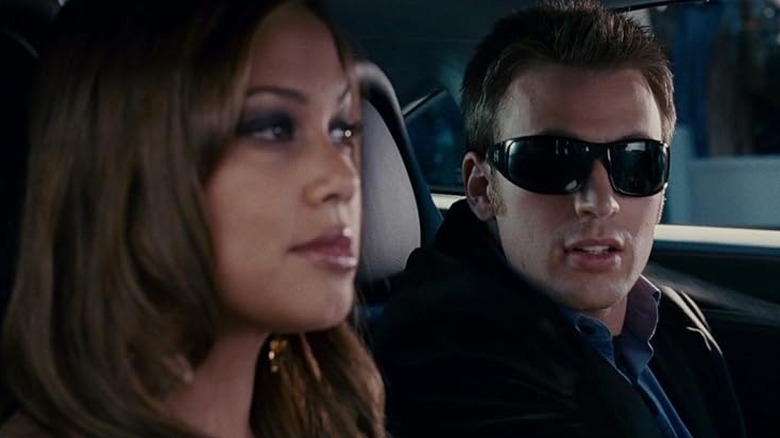 Johnny looks at his date in a car in "Fantastic Four: Rise of the Silver Surfer" (2007)