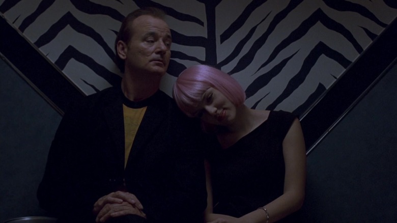 Charlotte's head leans on Bob's shoulder in "Lost in Translation" (2003)