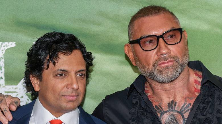 M. Night Shyamalan and Dave Bautista at Knock at the Cabin premiere