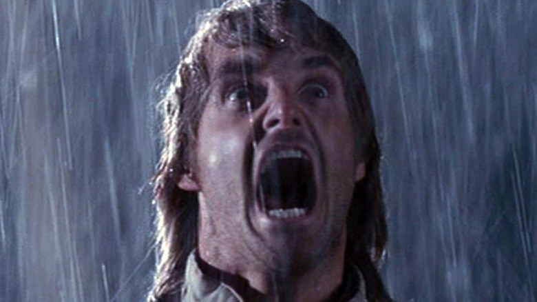 MacGruber screams in the rain