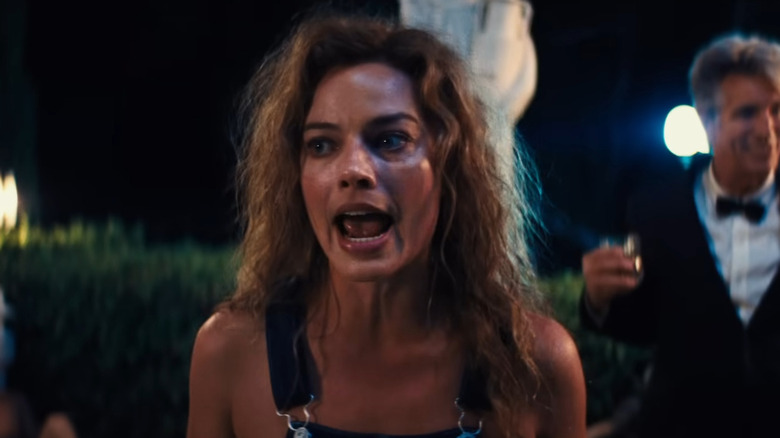 Margot Robbie yelling in Babylon