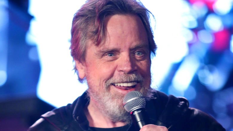 Mark Hamill speaks at a Make-A-Wish event in 2021