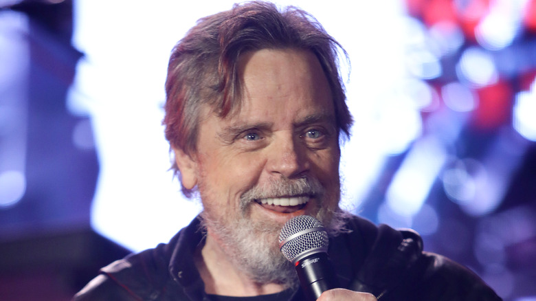 Mark Hamill speaks at a Make-A-Wish event in 2021