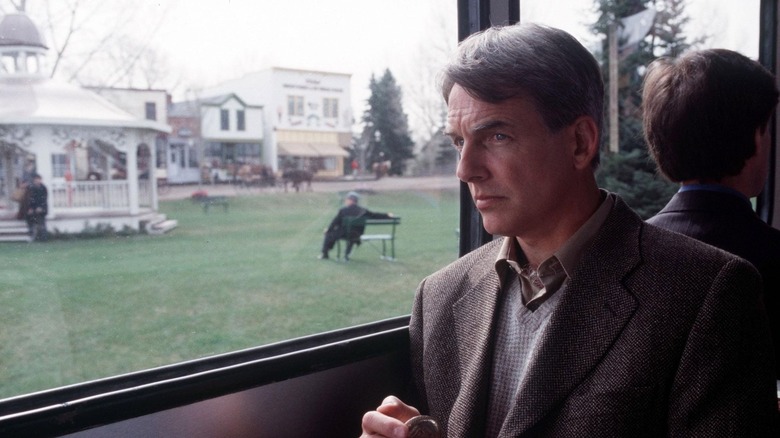 Charles riding the train