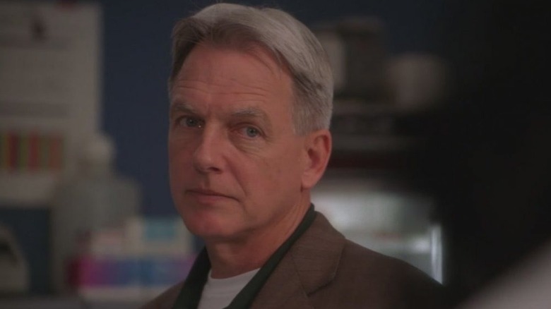 Gibbs looking at someone just out of frame in NCIS (2003)