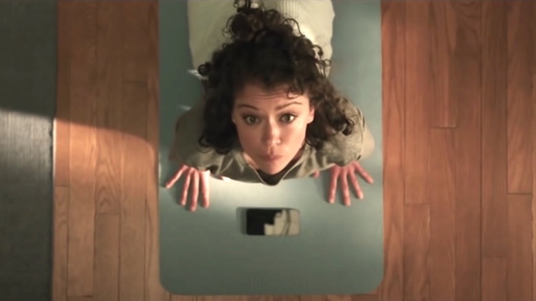 Maslany doing Yoga