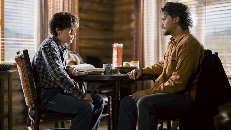 Take and Kayce talk at their kitchen table in 
