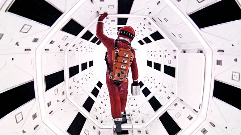 Dr. Dave Bowman walking through a corridor in "2001: A Space Odyssey" (1968)