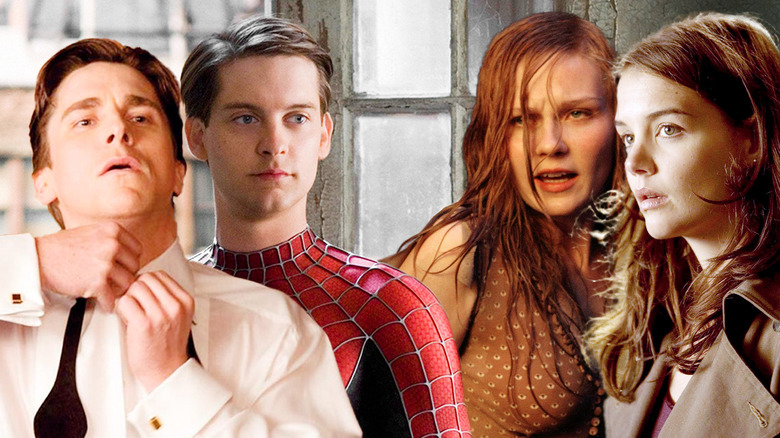 Bruce Wayne, Peter Parker, Mary Jane, and Rachel Dawes