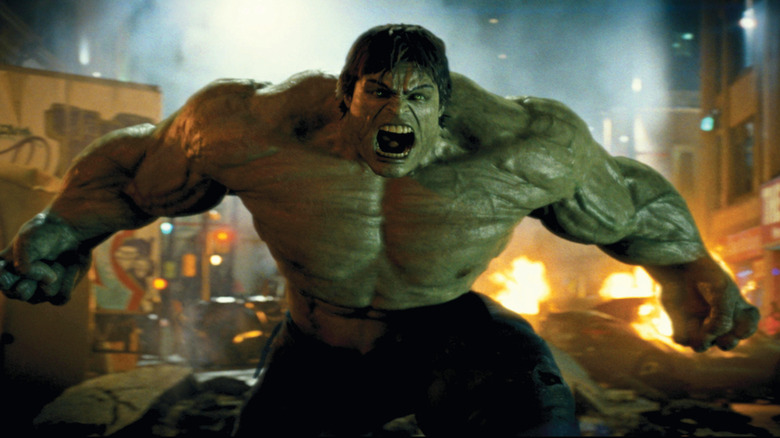 The Hulk smashes through a Harlem street in "The Incredible Hulk" (2008)