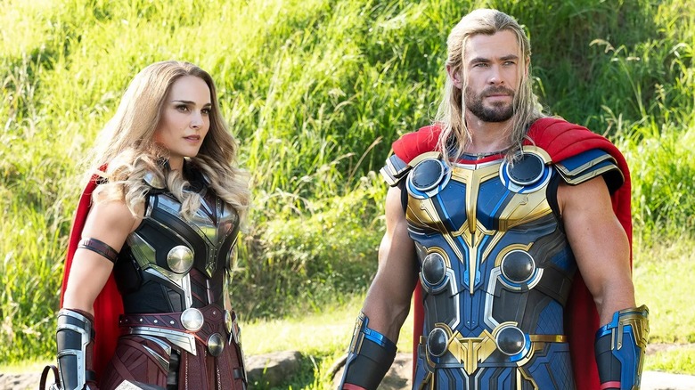 Jane Foster and Thor standing around in 