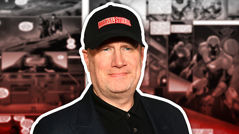 Kevin Feige with comic panels