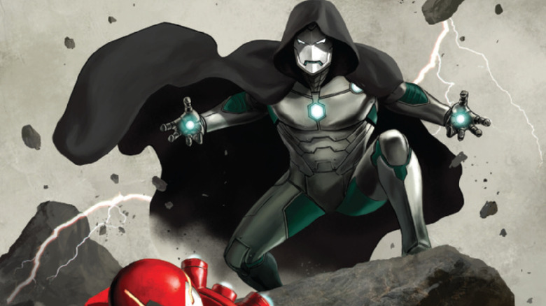 Victor Von Doom as Iron Man assumes a battle stance